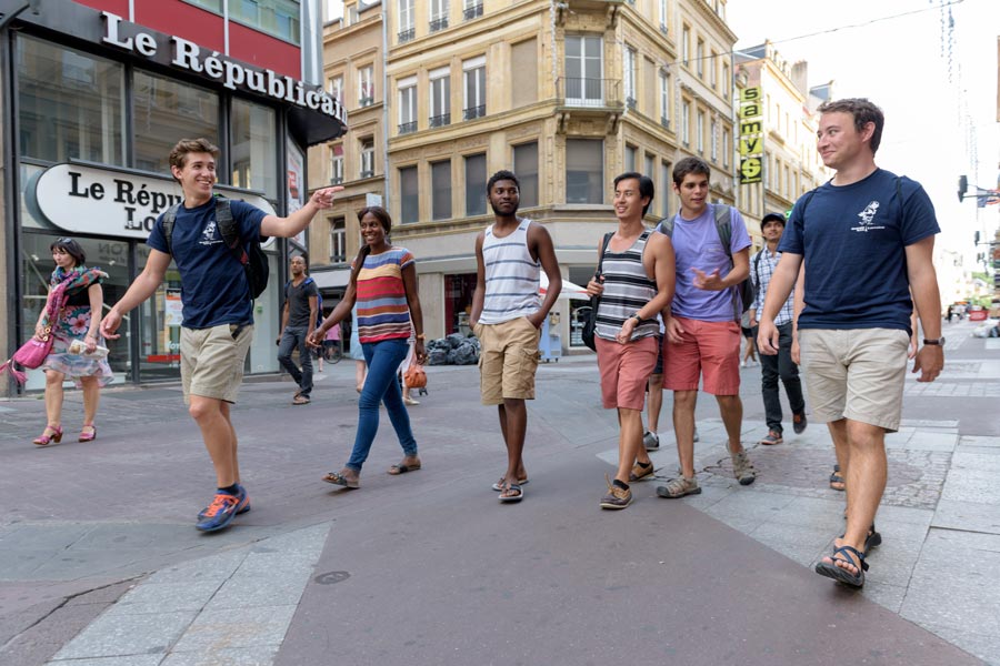 Students walk through Lorraine, France